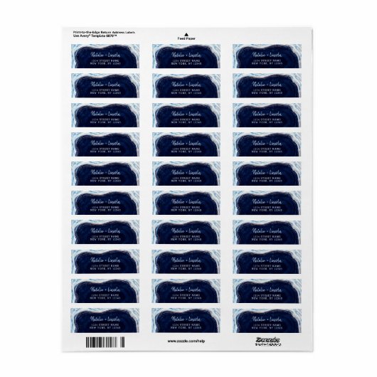 Sapphire Blue Geode Slice Bruiloft Retouradres Etiket (Full Sheet)