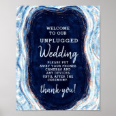 Sapphire Blue Geode Unplugged Wedding Table Sign Poster (Voorkant)