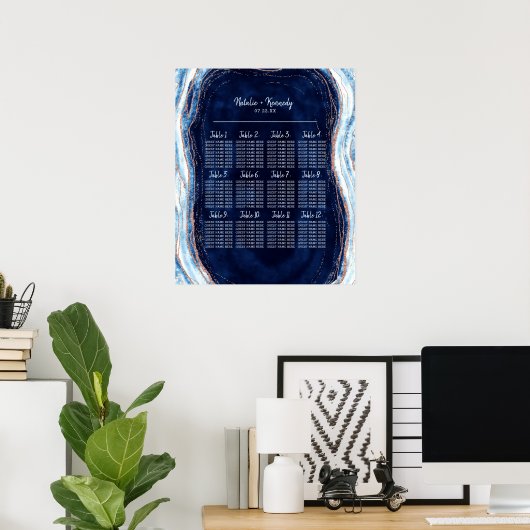 Sapphire Blue Geode Wedding Table Poster (Thuiskantoor)