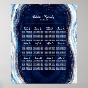 Sapphire Blue Geode Wedding Table Poster