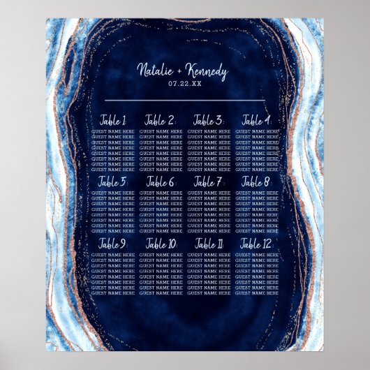 Sapphire Blue Geode Wedding Table Poster (Voorkant)