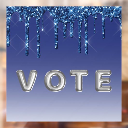 Sapphire Blue Glitter Drip  Raamsticker (Vel 2)