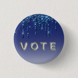 Sapphire Blue Glitter Drip Ronde Button 3,2 Cm
