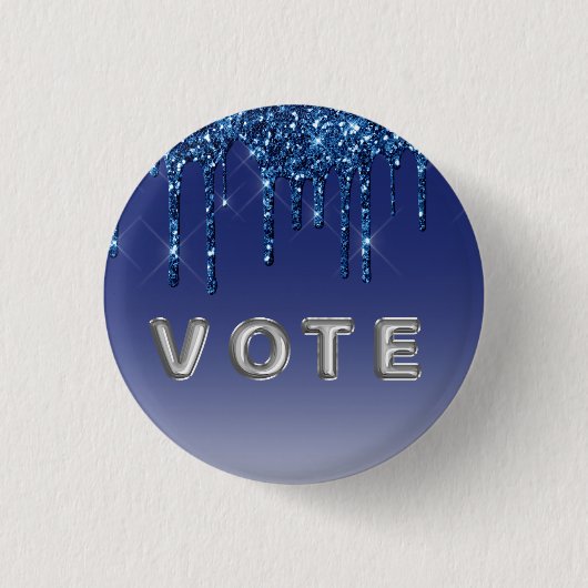 Sapphire Blue Glitter Drip Ronde Button 3,2 Cm (Voorkant)
