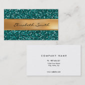 Sapphire Blue Glitter, Faux Gold Foil Visitekaartje (Voorkant / Achterkant)