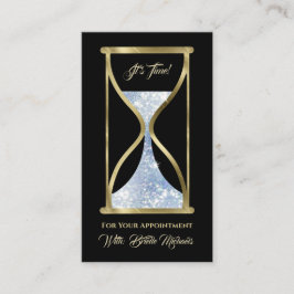 Sapphire Blue Glitter zandloper Haar en make-up Afsprakenkaartje