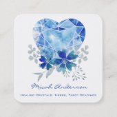 Sapphire Blue Heart Square Visitekaartje (Voorkant)