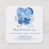 Sapphire Blue Heart Square Visitekaartje (Achterkant)