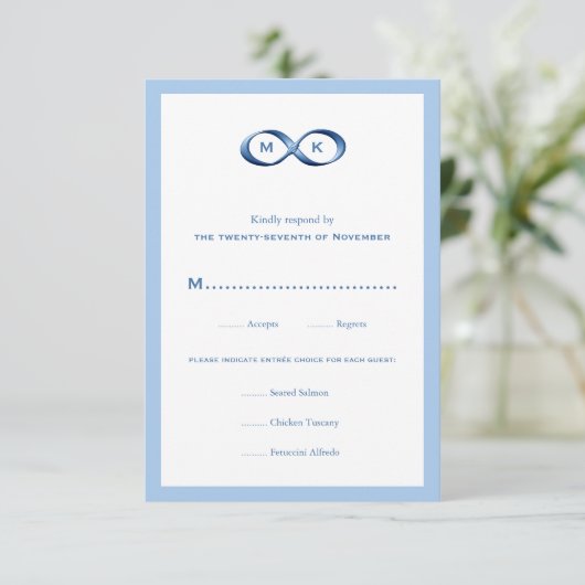 Sapphire Blue Infinity Hand Clasp Wedding RSVP (Staand voorkant)