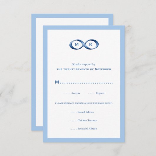 Sapphire Blue Infinity Hand Clasp Wedding RSVP (Voorkant / Achterkant)