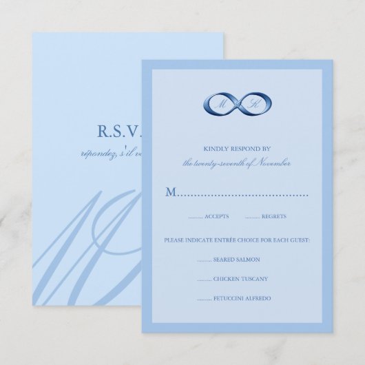 Sapphire Blue Infinity Hand Clasp Wedding RSVP (Voorkant / Achterkant)