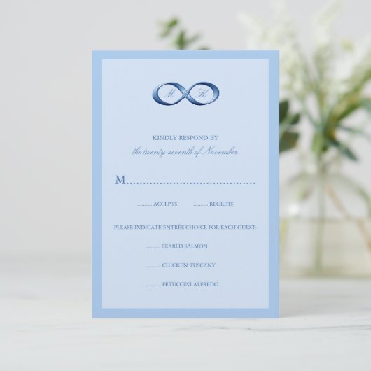 Sapphire Blue Infinity Hand Clasp Wedding RSVP (Staand voorkant)