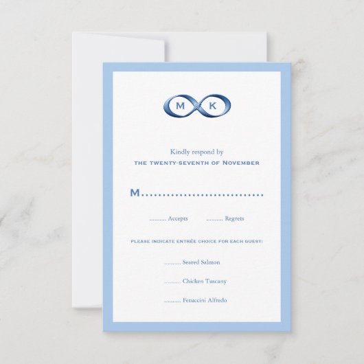 Sapphire Blue Infinity Hand Clasp Wedding RSVP Kaartje (Voorkant)