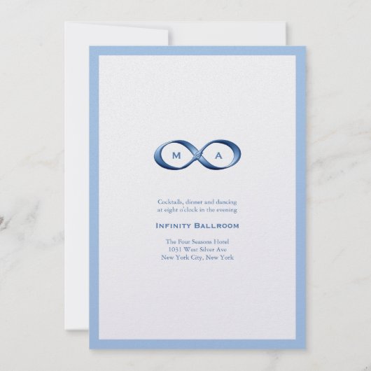 Sapphire Blue Infinity Hand gesp bruiloft uitnodig Kaart (Achterkant)