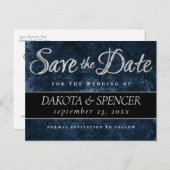Sapphire Blue | Kobalt Grunge Save the Date Aankondigingskaart (Voorkant / Achterkant)