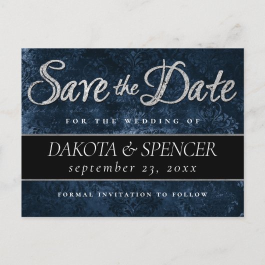 Sapphire Blue | Kobalt Grunge Save the Date Aankondigingskaart (Voorkant)