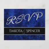 Sapphire Blue | Kobalt Grunge Wedding Entree RSVP Uitnodiging Briefkaart (Voorkant)