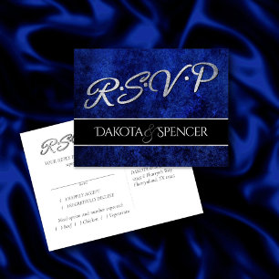 Sapphire Blue   Kobalt Grunge Wedding Entree RSVP Uitnodiging Briefkaart