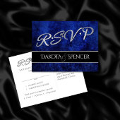 Sapphire Blue | Kobalt Grunge Wedding Entree RSVP Uitnodiging Briefkaart