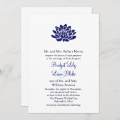 Sapphire Blue Lotus Flower Wedding-uitnodiging Kaart (Voorkant / Achterkant)