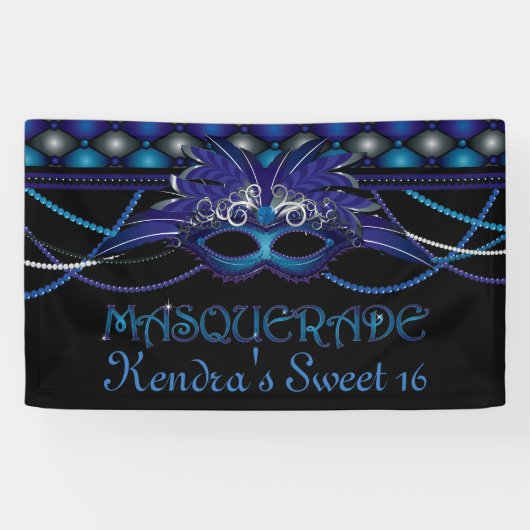 Sapphire Blue, Masquerade Party Spandoek (Horizontaal)