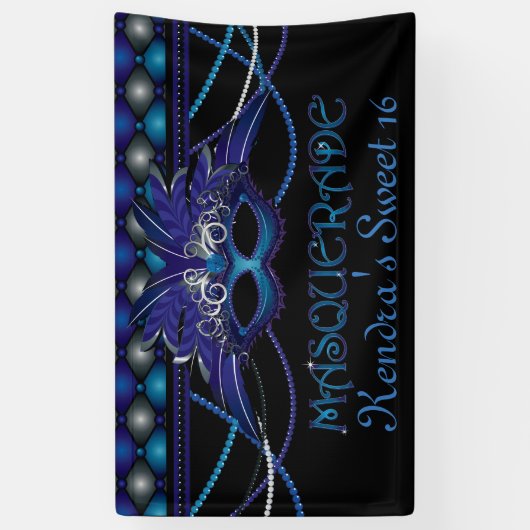 Sapphire Blue, Masquerade Party Spandoek (Verticaal)