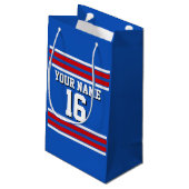 Sapphire Blue met Red White Stripes Team Jersey Klein Cadeauzakje (Achterkant Gekanteld)