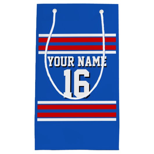 Sapphire Blue met Red White Stripes Team Jersey Klein Cadeauzakje (Voorkant)