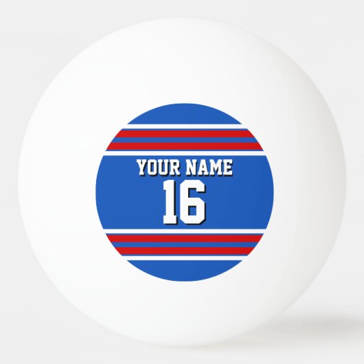 Sapphire Blue met Red White Stripes Team Jersey Pingpongbal (Voorkant)