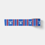 Sapphire Blue met Red White Stripes Team Jersey Satijnen Lint (Voorkant)