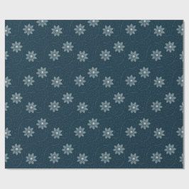 Sapphire Blue met Zilverachtige Bloemen Inpakpapie Cadeaupapier