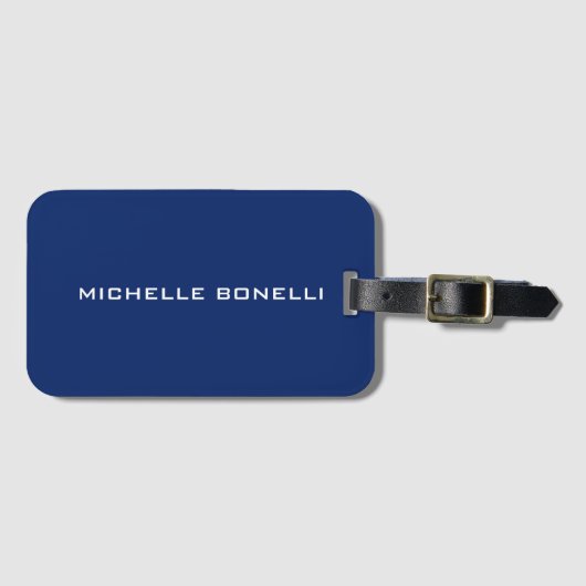 Sapphire Blue Minimalist Plain Leegbaar Modern Bagagelabel (Voorkant (horizontaal))