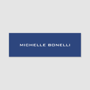 Sapphire Blue Minimalist Plain Leegbaar Modern Naamplaatje