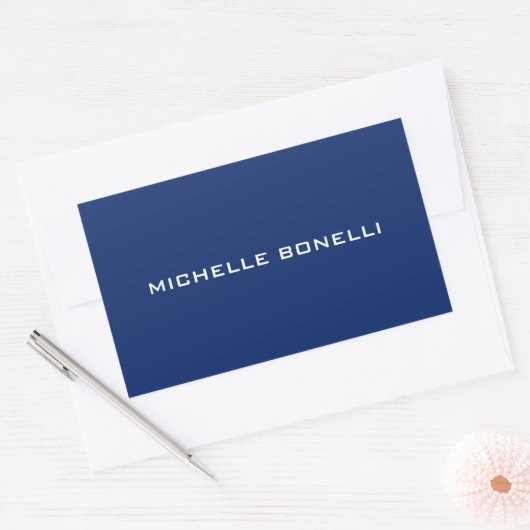 Sapphire Blue Minimalist Plain Leegbaar Modern Rechthoekige Sticker (Envelop)