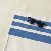 Sapphire Blue Minimalist Stripe Aangepaste naam Strandlaken (In situ)