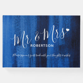 Sapphire blue modern art aangepast bezoekersregist gastenboek