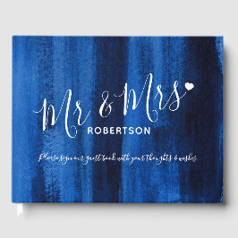 Sapphire blue modern art aangepast bezoekersregist gastenboek