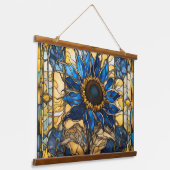 Sapphire Blue N Gold Glas in lood Zonnebloem Hangend Wandkleed (Gebogen)