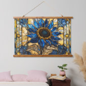 Sapphire Blue N Gold Glas in lood Zonnebloem Hangend Wandkleed (Slaapkamer)