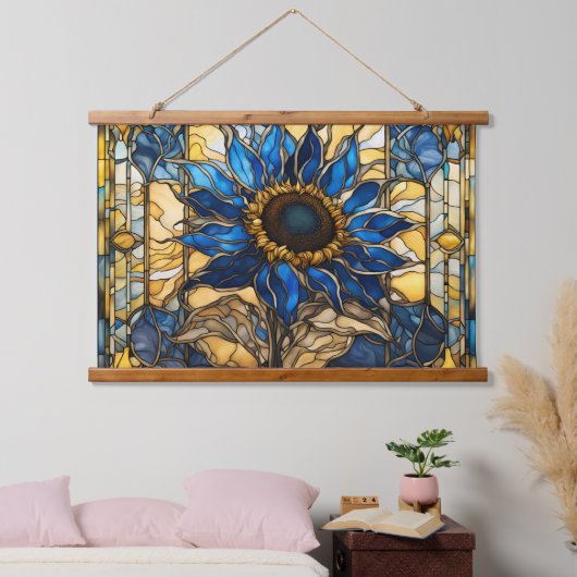 Sapphire Blue N Gold Glas in lood Zonnebloem Hangend Wandkleed (Slaapkamer)