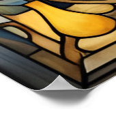 Sapphire Blue N Gold Glas in lood Zonnebloem Poster (Hoek)