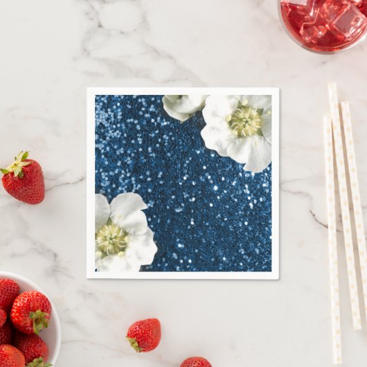 Sapphire Blue Navy Jasmine Glitter Sequin Beach Servet (Insitu)