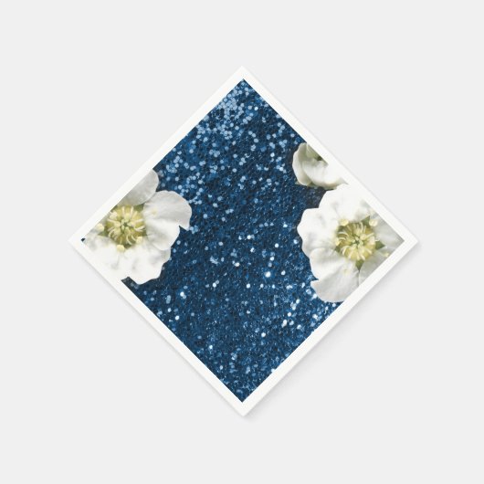 Sapphire Blue Navy Jasmine Glitter Sequin Beach Servet (Hoek)