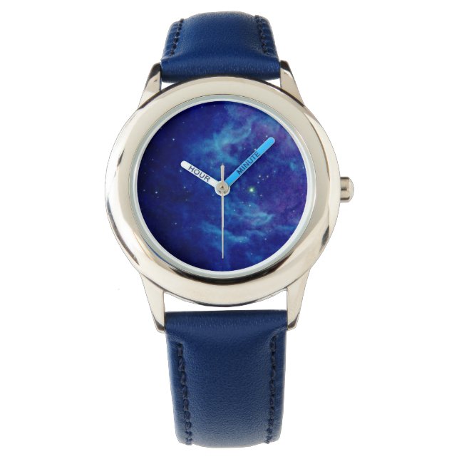 Sapphire Blue Nebula Watts Horloge (Voorkant)
