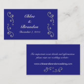 Sapphire Blue, Off White en Pearls Website Card Informatiekaartje (Voorkant / Achterkant)