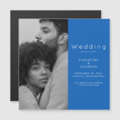 Sapphire Blue Photo Sla de datum op Magnetische Uitnodiging (Voorkant / Achterkant)