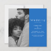 Sapphire Blue Photo Sla de datum op Magnetische Uitnodiging (Voorkant)