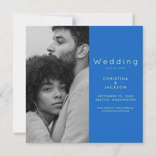 Sapphire Blue Photo Sla de datum op Magnetische Uitnodiging (Voorkant)