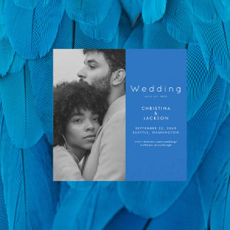 Sapphire Blue Photo Sla de datum op Magnetische Uitnodiging