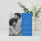 Sapphire Blue Photo Square Wedding Kaart (Staand voorkant)